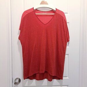 Eileen Fisher 100% Organic Linen Colour Block Short Sleeve Top Size Large